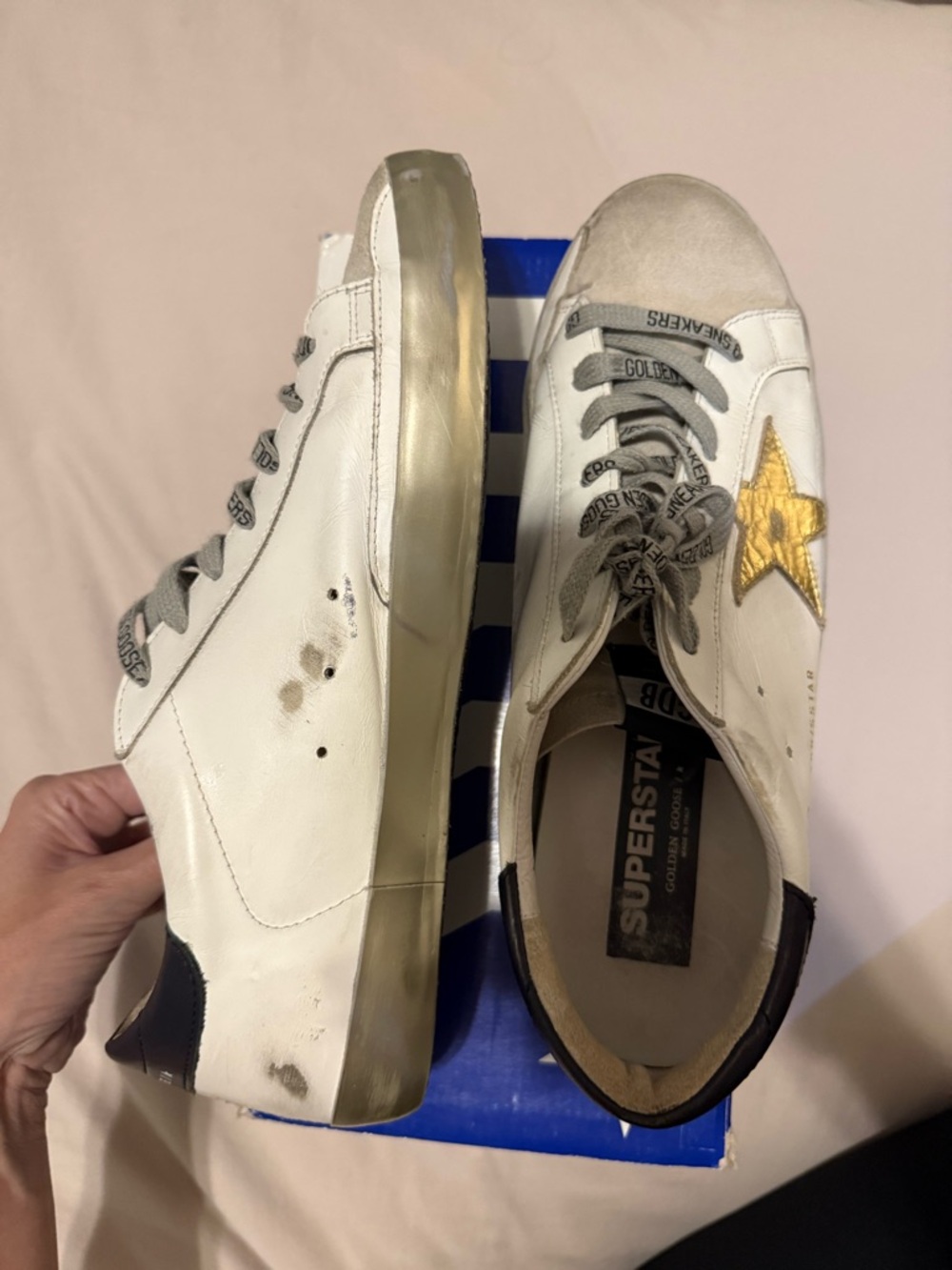 Golden Goose White Gold Star Low-Top Sneakers Size 44 - Picture 14 of 16